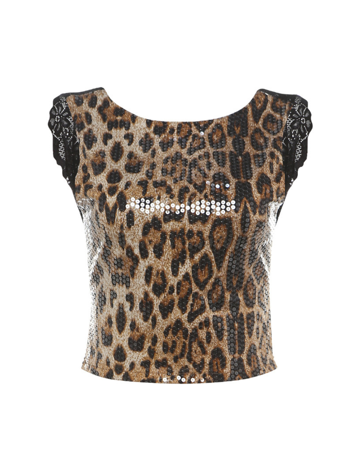 Syrita Backless Leopard Sequin Top