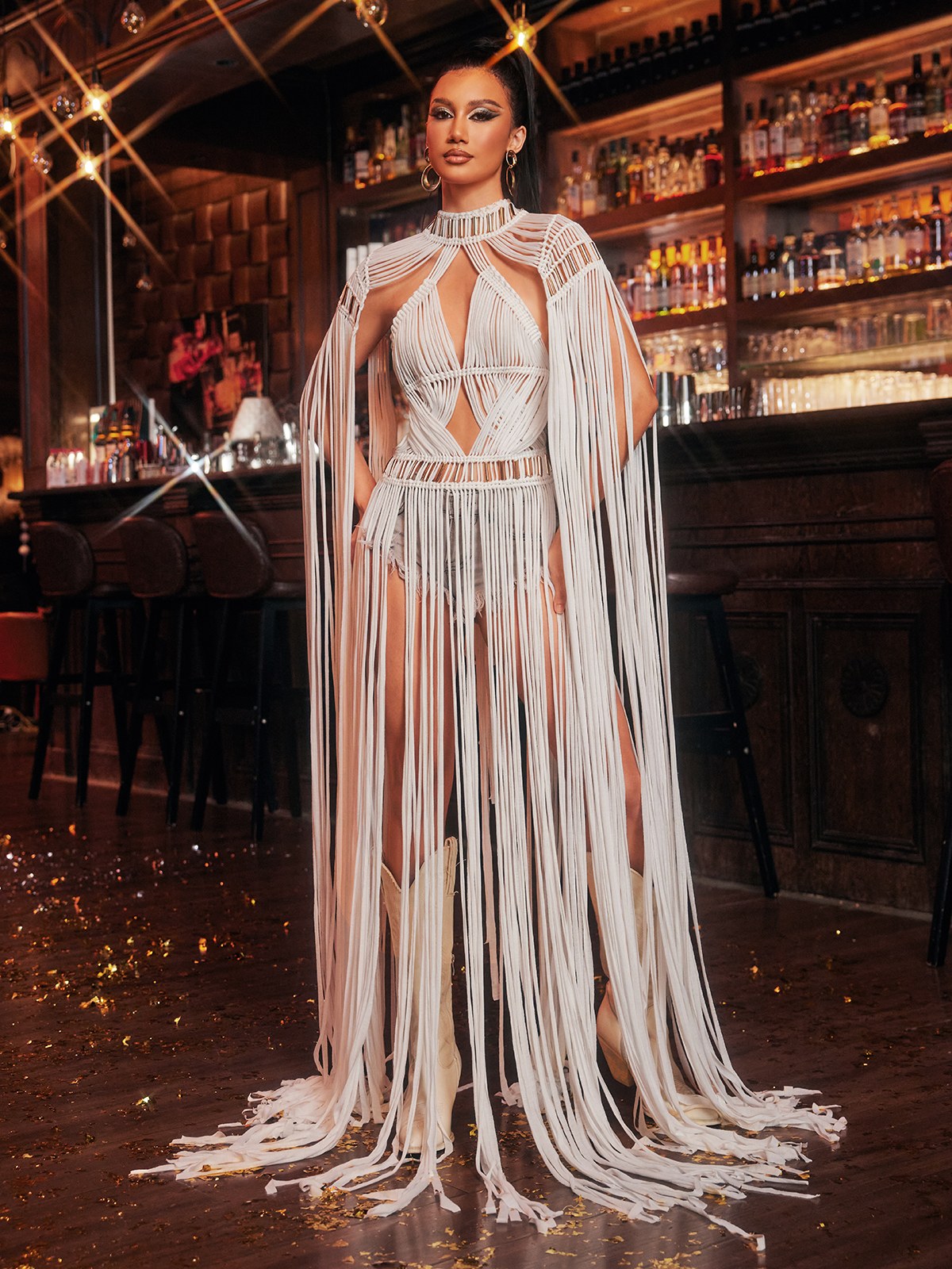 Oryxalis Fringe Knitted Cover Up Dress