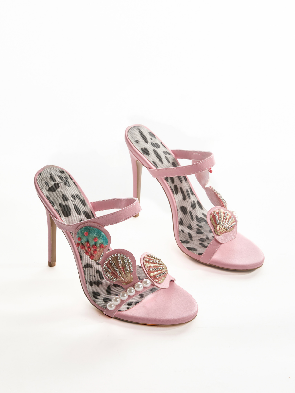 Lokesh Shell Pearl Leopard Sandals