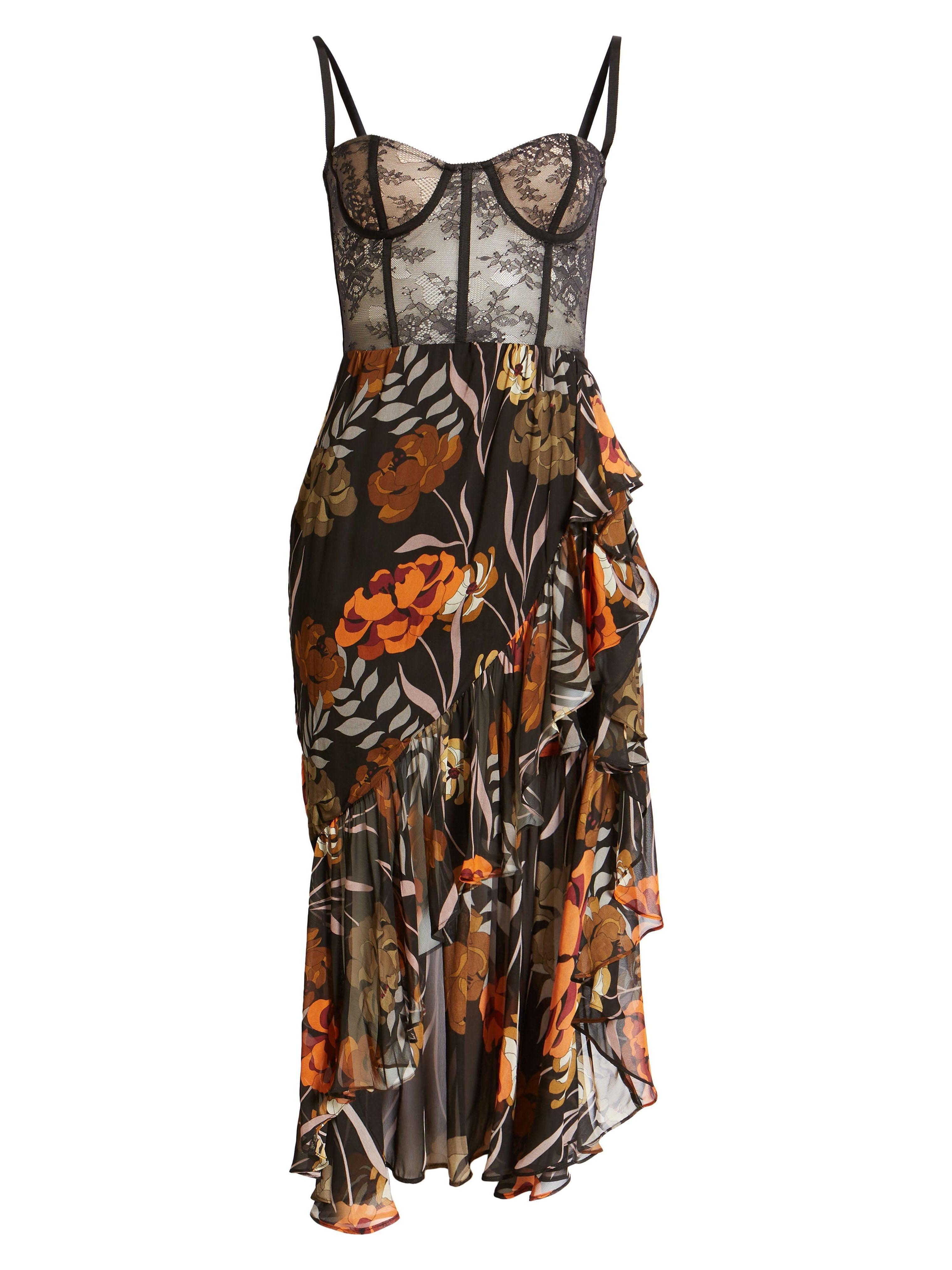 Deborah Mesh Floral Midi Dress